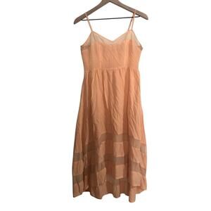 Vintage Nameless Peach Picnic Delicate Lace Spaghetti Strap Midi Dress Small